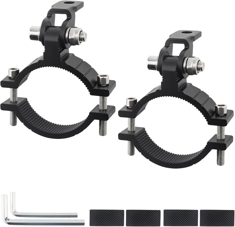 Windance 2pcs Light Bar Mount Bracket Front Fork Fog Light Spotlight Auxiliary Lights Adjustable for 1.57"-2.52" Tube Clamp Roll Bar Clamps for Motorcycle UTV ATV (L) - Image 1